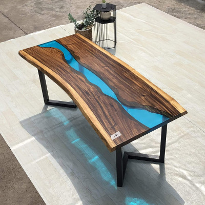 Tavolo in resina epossidica River Table in legno massiccio vero Tavoli 120x60