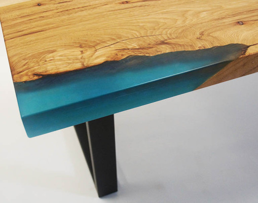 Tavolo da caffè River Table in resina epossidica Massello Tavoli 120x70 Tavolo fluviale Legno vero