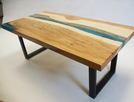 Tavolo da caffè River Table in resina epossidica Massello Tavoli 120x70 Tavolo fluviale Legno vero