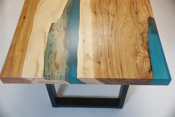 Tavolo da caffè River Table in resina epossidica Massello Tavoli 120x70 Tavolo fluviale Legno vero