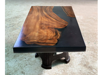 Tavolino River Table massiccio 100x60 Tavolo fluviale in legno massiccio