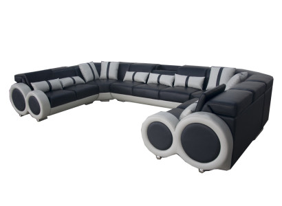 Design divano angolare in pelle, divano, imbottitura, moderno salotto d'angolo con USB.