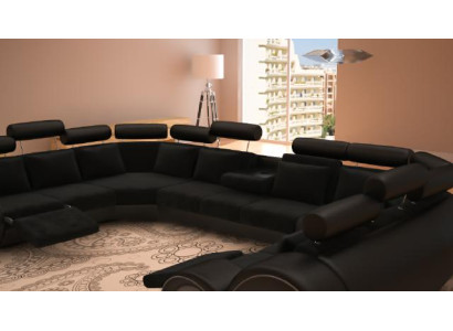 Design divano angolare XXL con USB, imbottitura in tessuto, nuovo