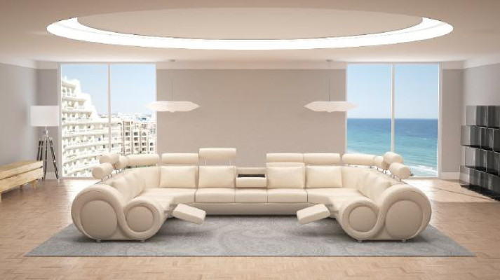 Designer divano angolare + USB divano imbottito in pelle Nuovo set di divani