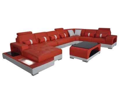 Divano ad angolo a forma di U + Tavolino da salotto Mobili da soggiorno imbottiti moderni Divano angolare Design Sofa