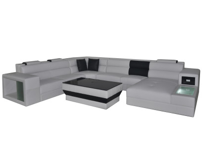Design Imbottito in pelle Angolo divano in pelle Poltrona di angolo Soggiorno Paesaggio