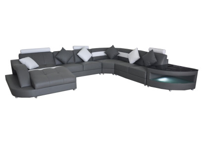 Divani in pelle angolari con design moderno per l'arredamento del soggiorno con tavolo L6015 con porta USB.