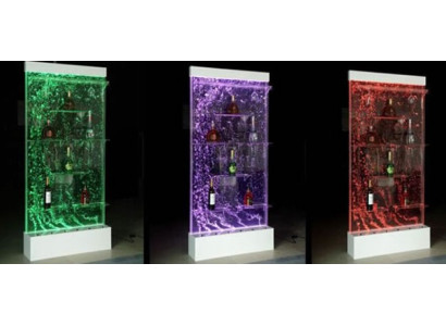 Mobili a scaffale illuminati a LED per bar a parete design, colonna scaffale, bancone con colonne d'acqua.