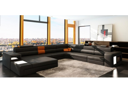 Divano ad angolo Divano Divano Set di mobili imbottiti Design Tessuto Pelle Paesaggio abitativo