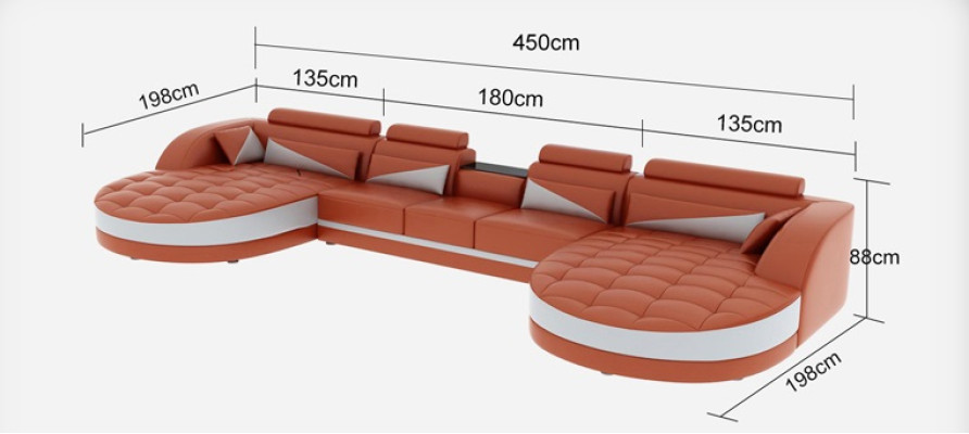 Couch in tessuto moderno + porta USB + tavolino per divano a U con angolo abitativo.