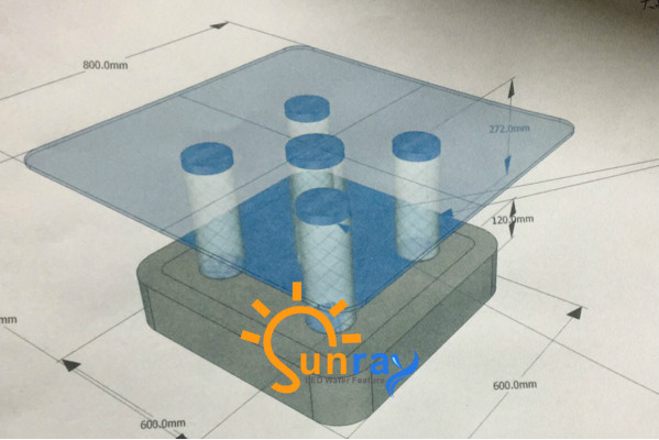 Design di tavolo d'acqua Tavolino colonne d'acqua Colonna Divano Tavoli a LED