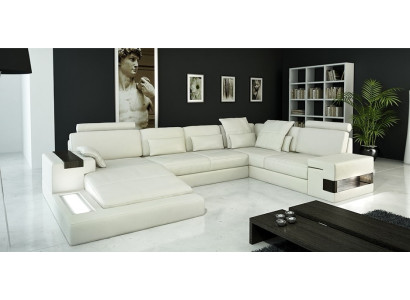Design Divano angolare + Divano con USB Set di divani Cuscino Sedia angolo Divani Living landscape