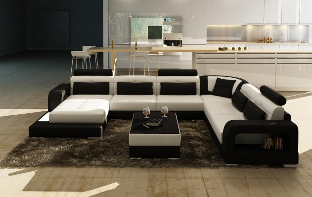 Comfort e stile con il nostro divano moderno XXL a forma di U per il soggiorno.