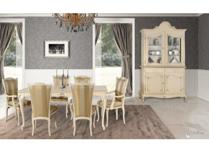 Set da tavolo Tavolo 6 sedie Stile di lusso Mobili 8 pezzi Gruppo sedia Vetrina
