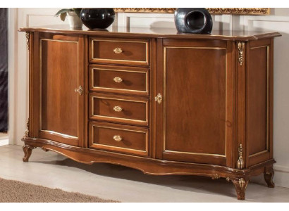 Set da pranzo con vetrina, armadio, cassettiera, specchio, credenza. Mobili italiani, 3 pezzi.