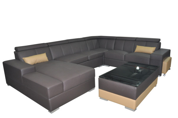 Angolo in pelle Moderno divano angolare XXL in pelle Sofa a forma di U C4010 Tavolo Nuovo