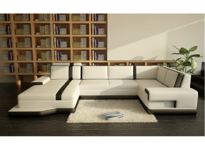 Design Grande XXL Divano ad angolo Forma U Composizione salotto Divano Imbottito Divanetto.