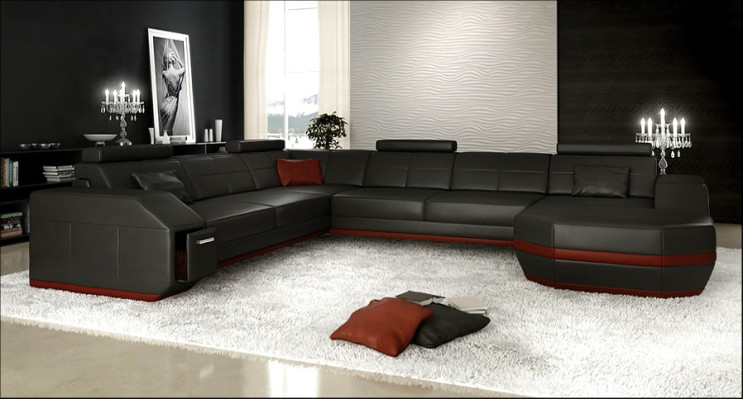 Angolo in pelle moderno divano Living XXL paesaggio domestico seduta trapuntata divani divano a forma di U nuovo