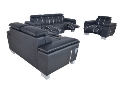 Set completo di divani in pelle design divano imbottito divano design completo 3+2+1 con USB