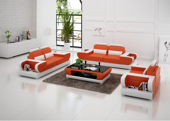 Divano in pelle Divano Set soggiorno 3+2+1 Posti Design moderno Divano G8003D