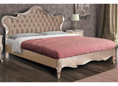 Letto Chesterfield Imbottito Design di Lusso Doppio Letto da Hotel in Legno Italiano Nuovo