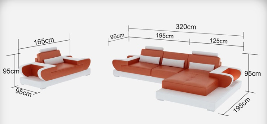 Design XXL Divano angolare in pelle Divano Divano Cuscino Angolo Soggiorno Paesaggio G8003E