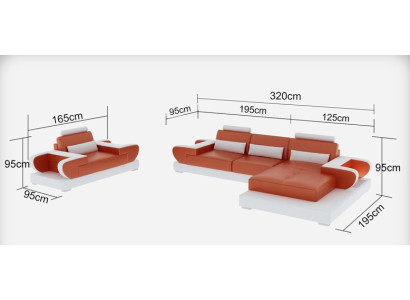 Design XXL Divano angolare in pelle Divano Divano Cuscino Angolo Soggiorno Paesaggio G8003E