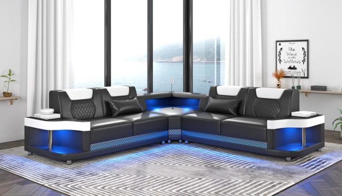 Design Divano ad angolo Esk a L Moderno Divani Divano in pelle Divano Composizione soggiorno Divano Nuovo