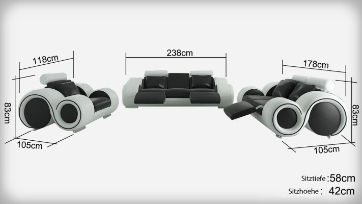 Divano in pelle con porta USB, divano componibile 3+2+1 posti, moderno design divano A1163D.
