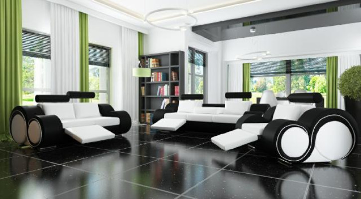 Set di divani + cuscini USB 3+2+1 Divano Divanetto Set di cuscini design Lounge Relax