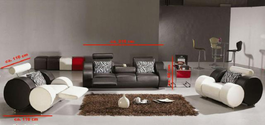 DIVANO IN PELLE CON USB, COMPLETO DIVANO 3+2+1 POSTI, SET DI RIVESTIMENTI PER SOFA DESIGNER NUOVO