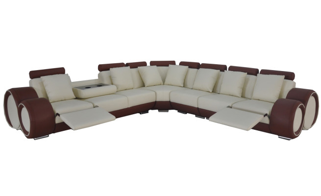 Design Divano d'angolo in pelle XXL con morbidi cuscini soggiorno Soggiorno Couch Designer