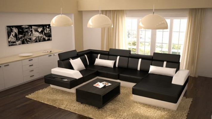 Designer divano angolare + divano con USB rivestimento in pelle nuovo divano.