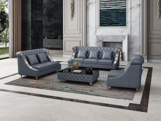 Chesterfield divano in pelle, divano, completo set di imbottiture 6 pezzi. Set sedile in pelle.