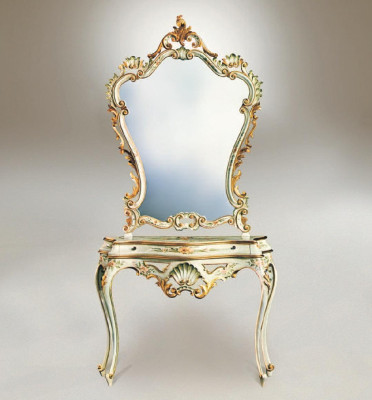 Tavolo consolle specchio set credenza legno Mobili italiani stile Elisa 2 pezzi Nuovo