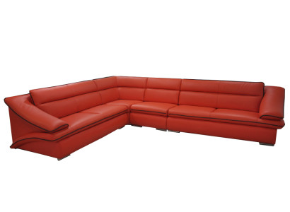 Design in pelle imbottita angolare in pelle. Nuovo divano in pelle angolare paesaggio camera.