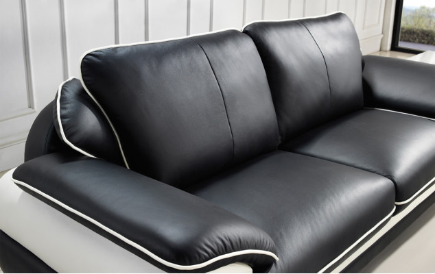 Set divano imbottito in pelle + USB, 3+2+1 posti, composizione divani T777.