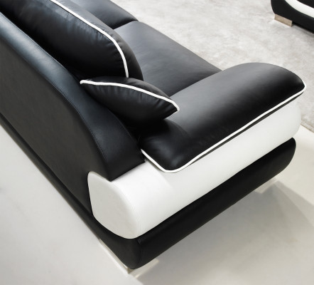 Set divano imbottito in pelle + USB, 3+2+1 posti, composizione divani T777.