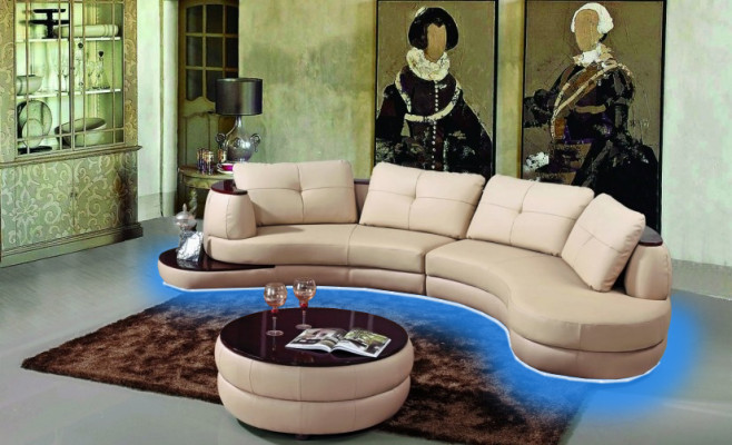 Designersofa Divano ad angolo Salotto Divano circolare Divano in pelle Divano a L UForm PR-S