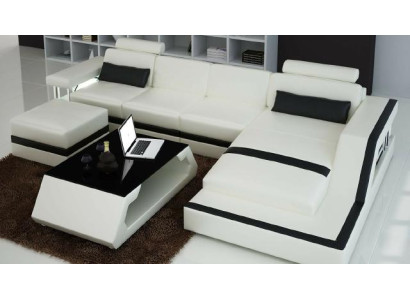 Designer divano d'angolo Big Modern in pelle con USB HAMBURG III divano a tre posti.
