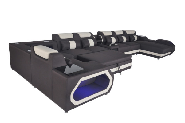 Design in pelle imbottita angolo soggiorno divano ad angolo letti con funzione letto.