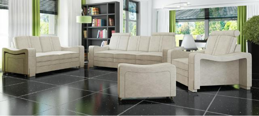 Set da divano in tessuto con imbottitura in tessuto con USB - Divano in tessuto 3+2+1 Salotto