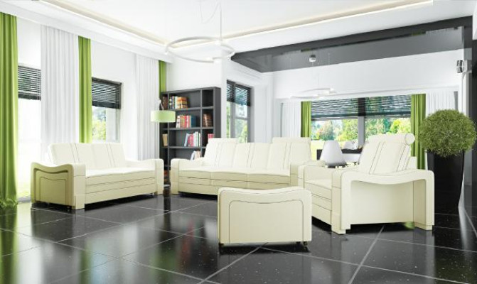 DIVANO IN PELLE Su Misura DIVANO SOF 3+2+1 USB SOFA SET IMBOTTITURA NUOVO