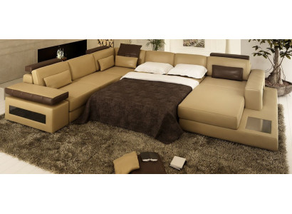 Design divano a U in tessuto acrilico moderno con angolo, ideale per soggiorni.