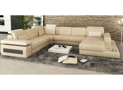 Divano di design a forma di U Divano ad angolo Divano imbottito in pelle Nuovo soggiorno