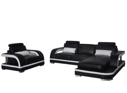 Divano angolare imbottito in pelle per angolo salotto nuovo.