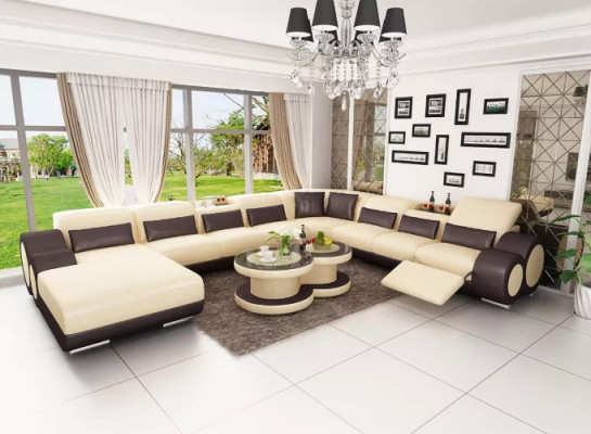 Eckgarnitur Salotto Divano ad Angolo Design Divano Divani Divanetti Tavolo 2pz.
