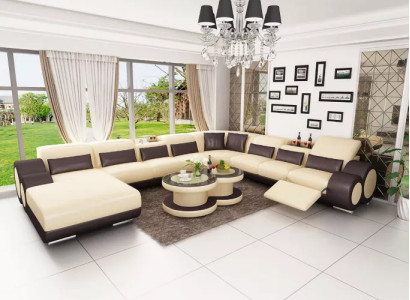 Eckgarnitur Salotto Divano ad Angolo Design Divano Divani Divanetti Tavolo 2pz.