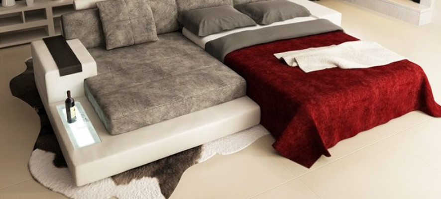 Divano d'angolo soggiorno a L in tessuto pelle moderno di design NUOVO