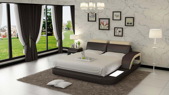 Letto ad acqua con USB letto matrimoniale hotel letti completi in pelle letto imbottito acqua.